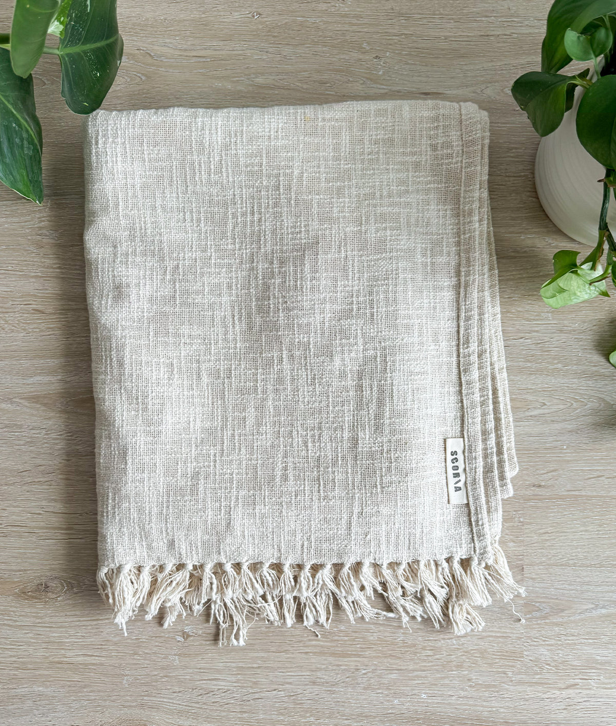 Lightweight Cotton Yoga Blanket with Fringe | GOTS Certified Organic | Eco-Friendly