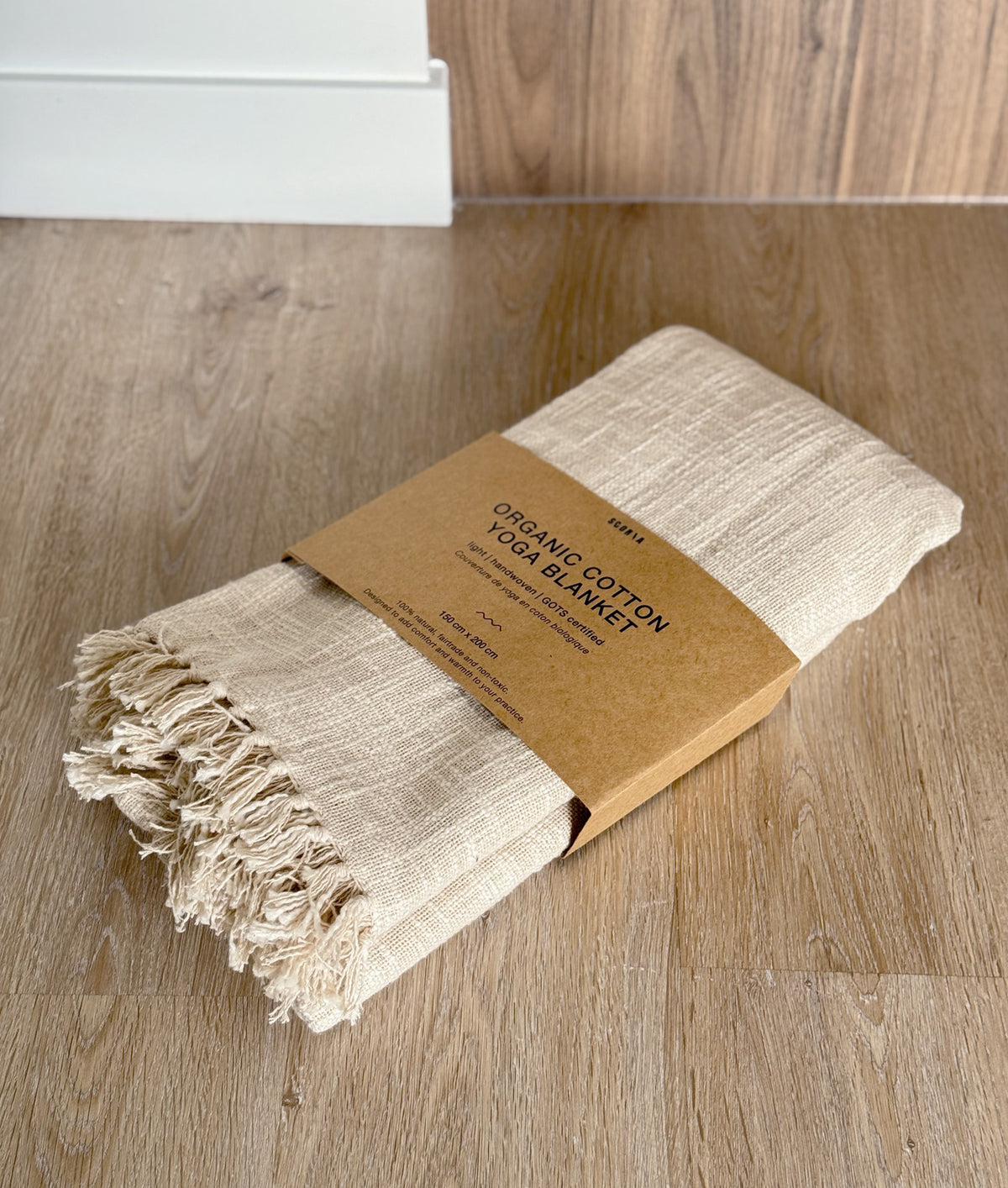 Lightweight Cotton Yoga Blanket with Fringe | GOTS Certified Organic | Eco-Friendly
