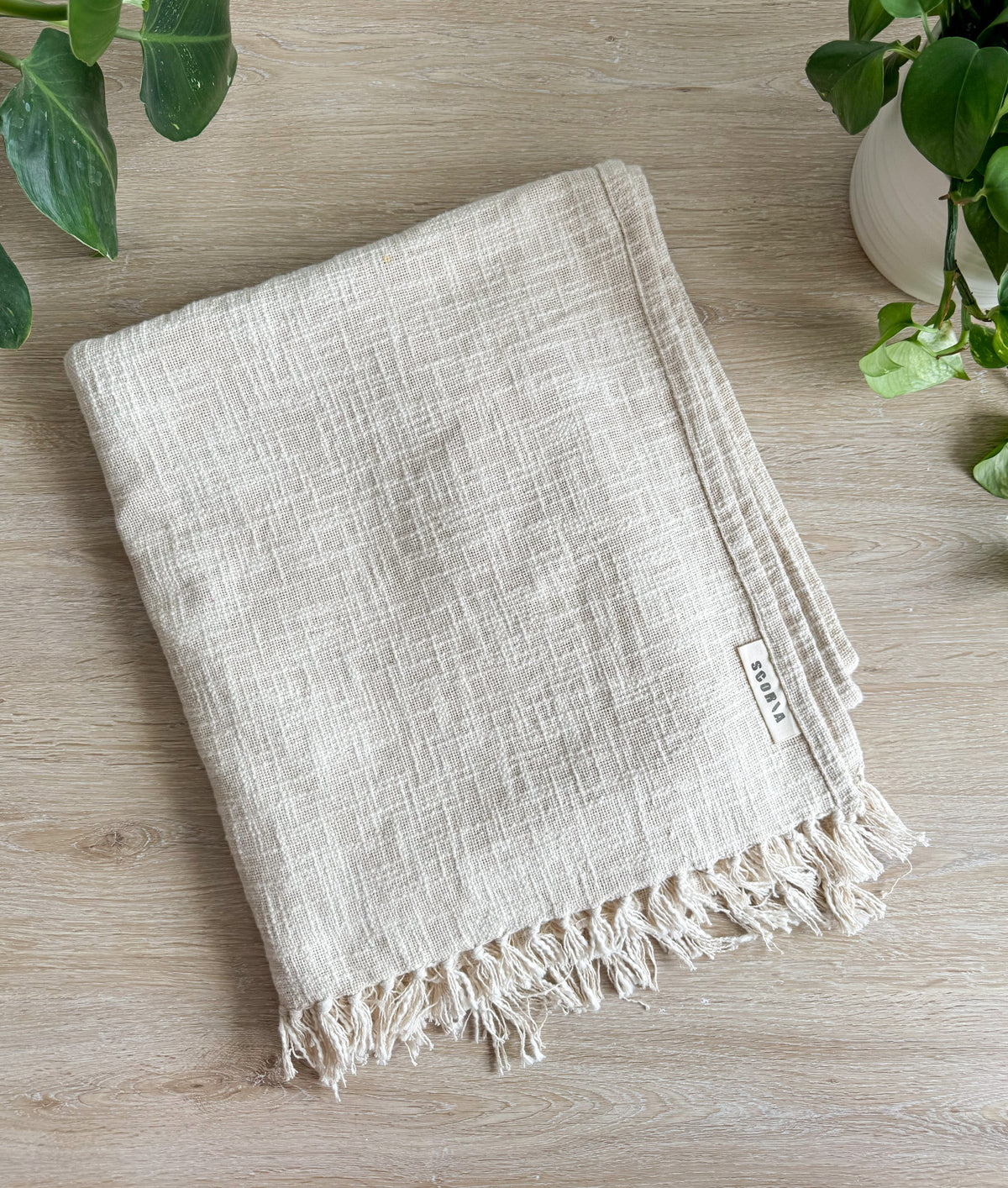Lightweight Cotton Yoga Blanket with Fringe | GOTS Certified Organic | Eco-Friendly