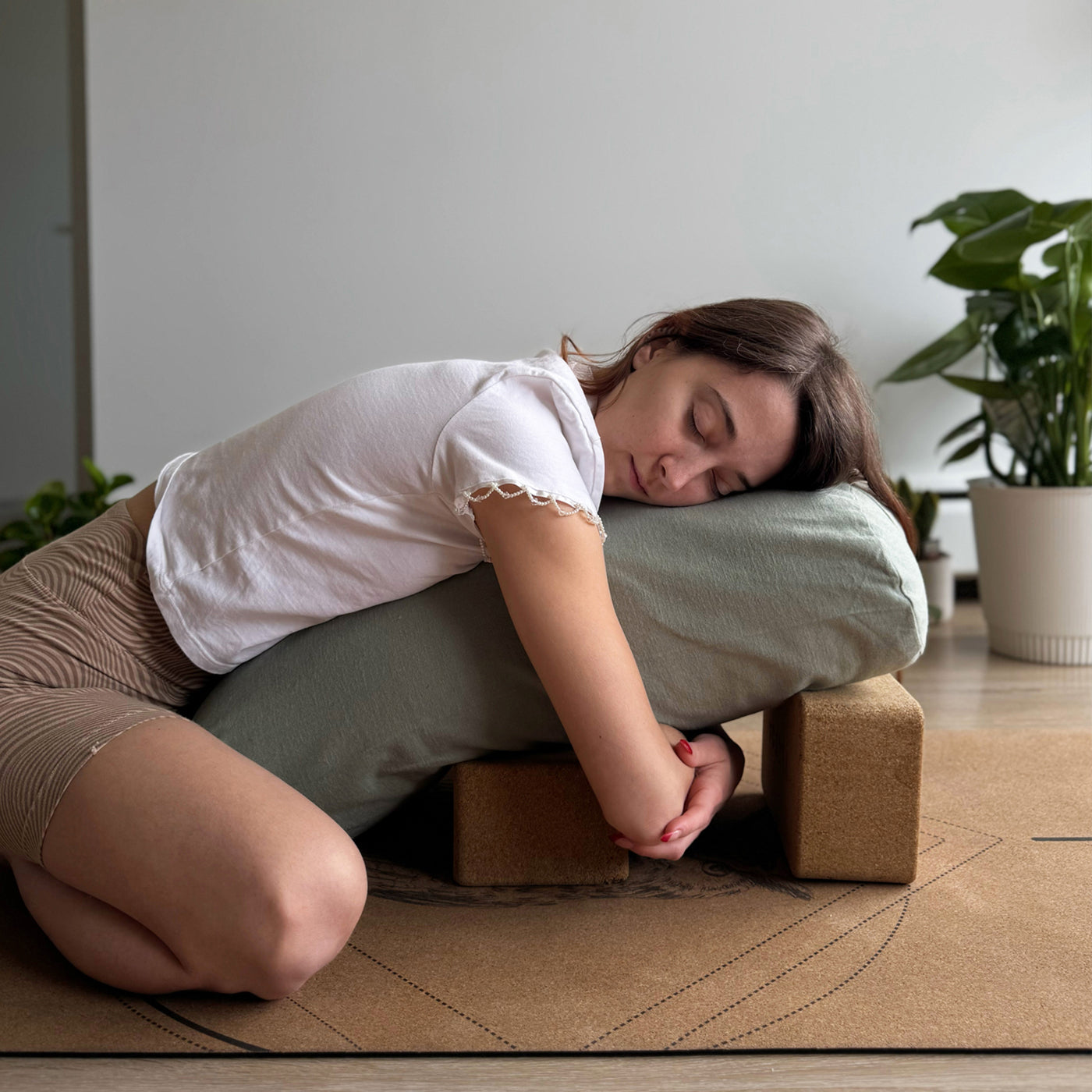 Rectangular Yoga Bolster | Natural & Organic | Sage Green