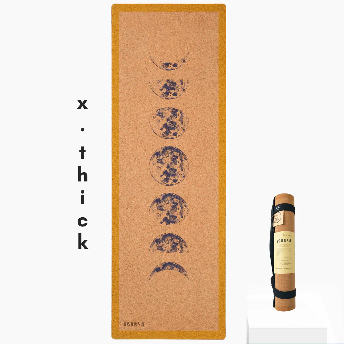 X-Thick Moon Phases Cork Yoga Mat | 6MM