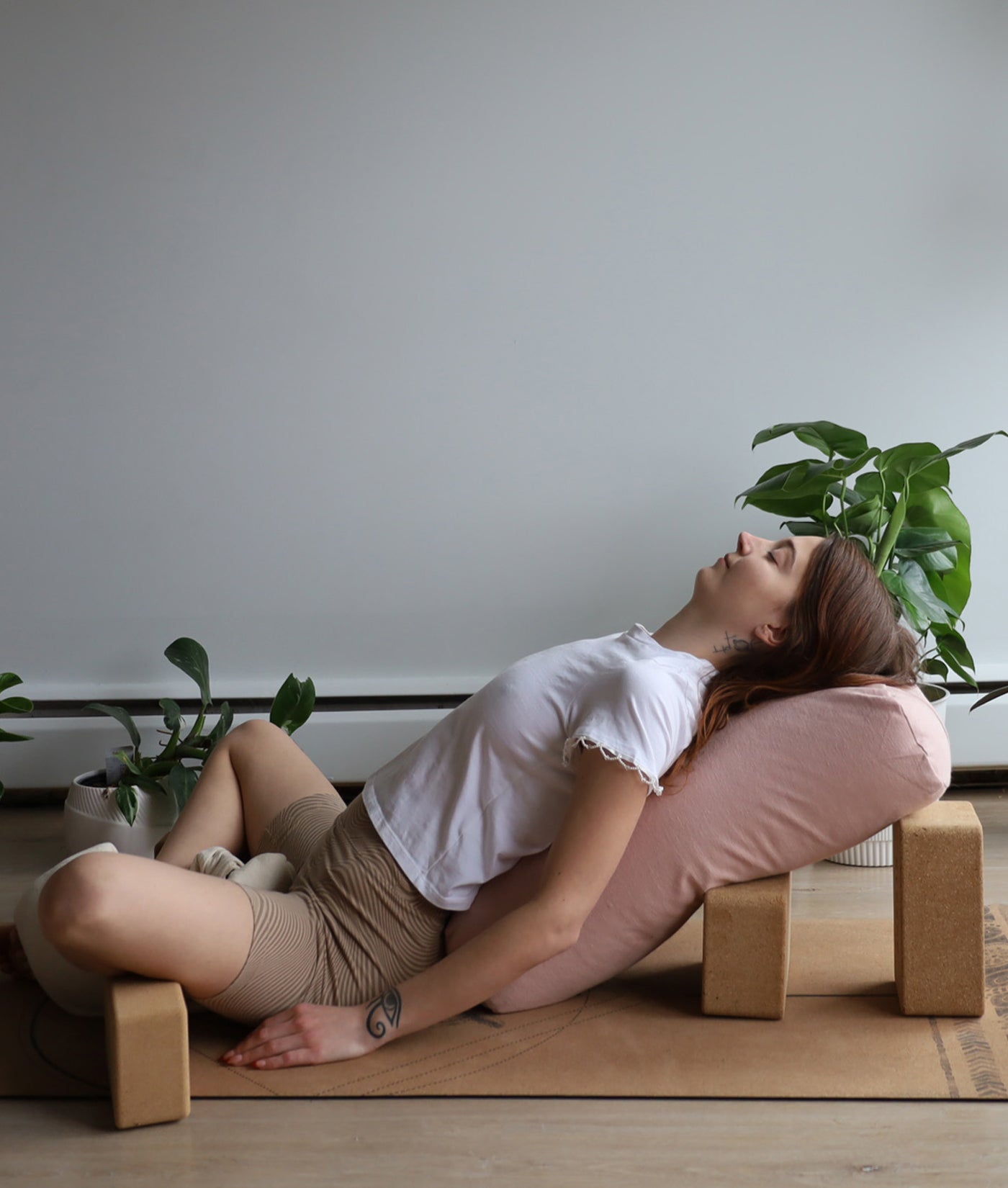 Rectangular Yoga Bolster | Natural & Organic | Soft Pink
