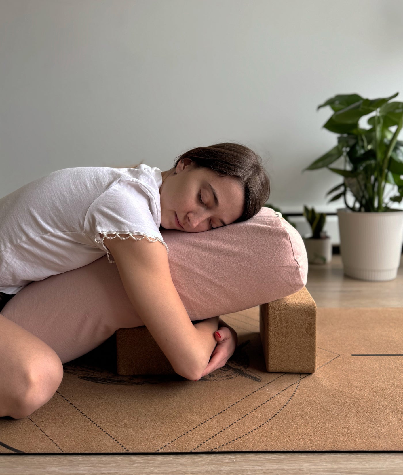 Rectangular Yoga Bolster | Natural & Organic | Soft Pink