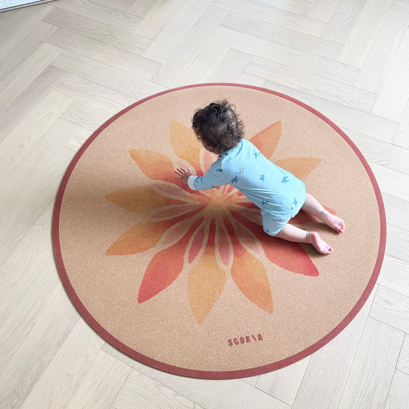 Solar Bloom Round Cork Yoga Mat | Multi-use | 53" dia