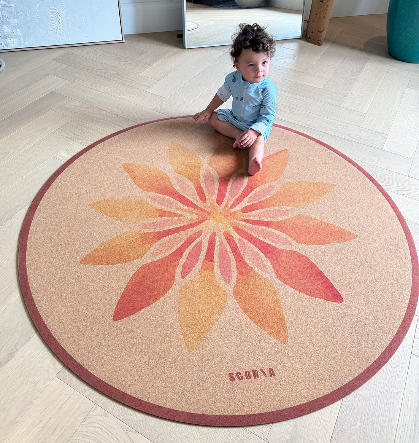 Solar Bloom Round Cork Yoga Mat | Multi-use | 53" dia