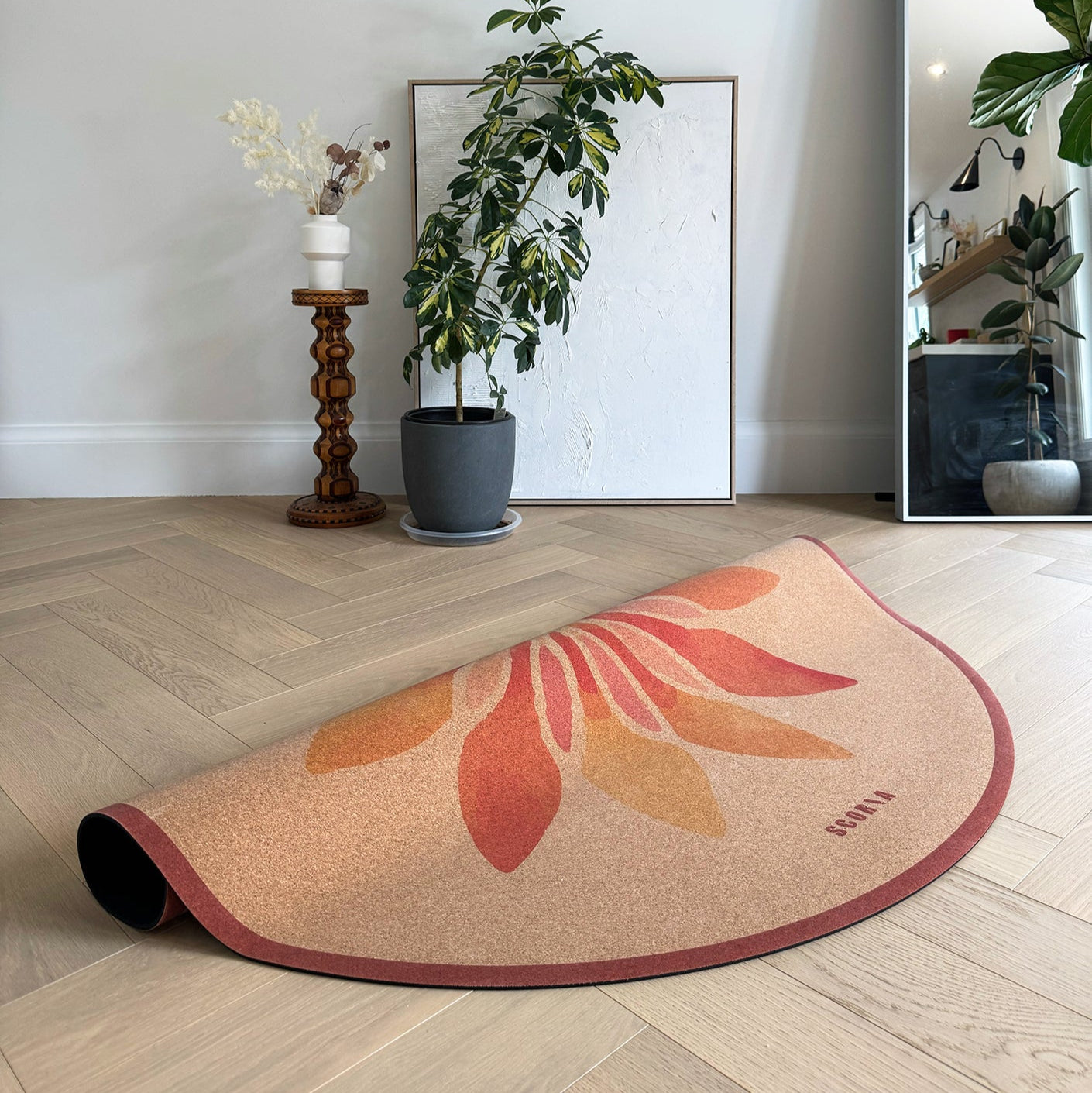 Solar Bloom Round Cork Yoga Mat | Multi-use | 53" dia
