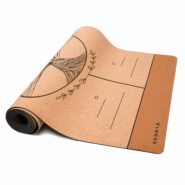 X Thick Tree of Life Alignment Cork Yoga Mat 6MM Scoria World