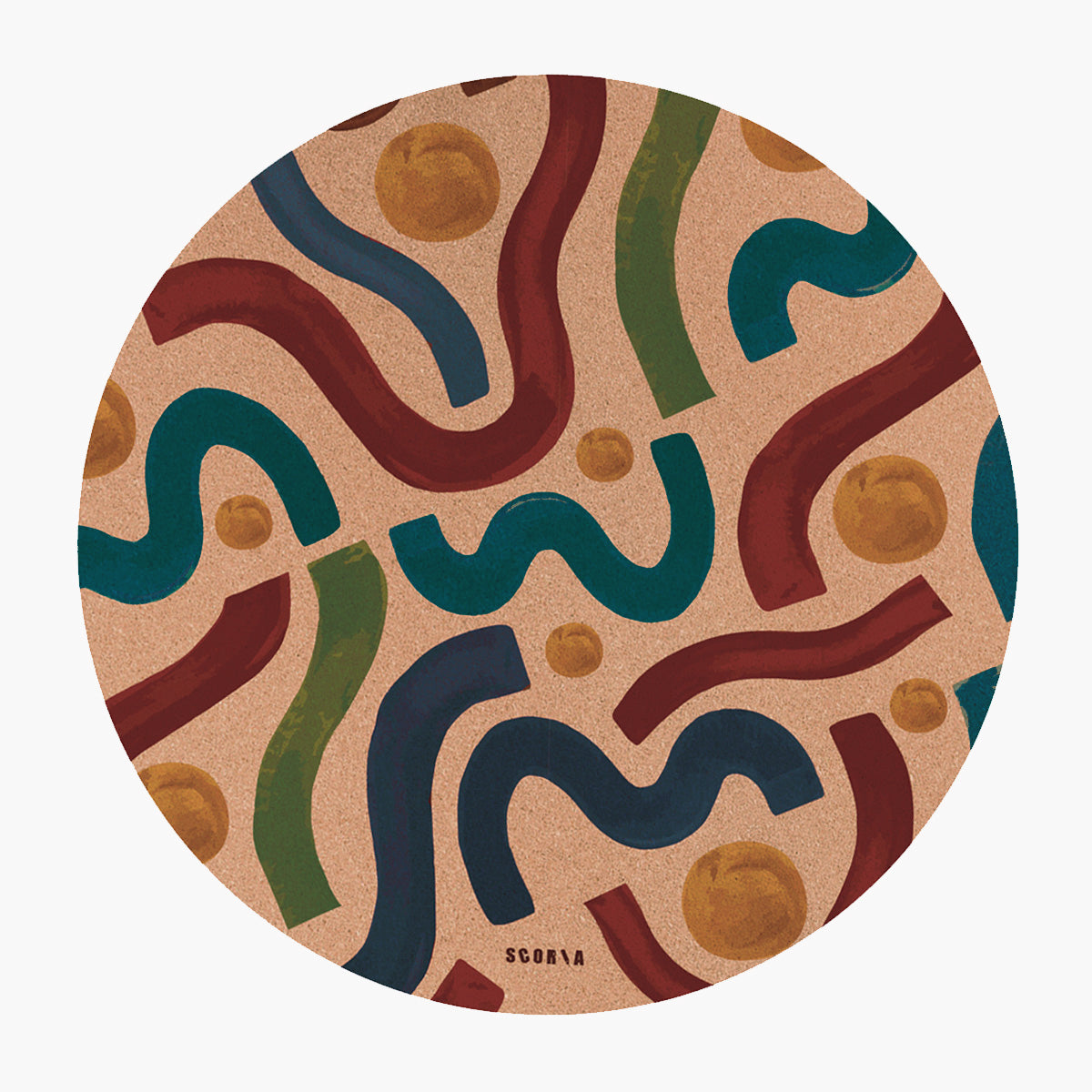 Color Strokes Round Cork Yoga Mat or Baby Mat | Play & Stretch | Multi-use | 47" dia