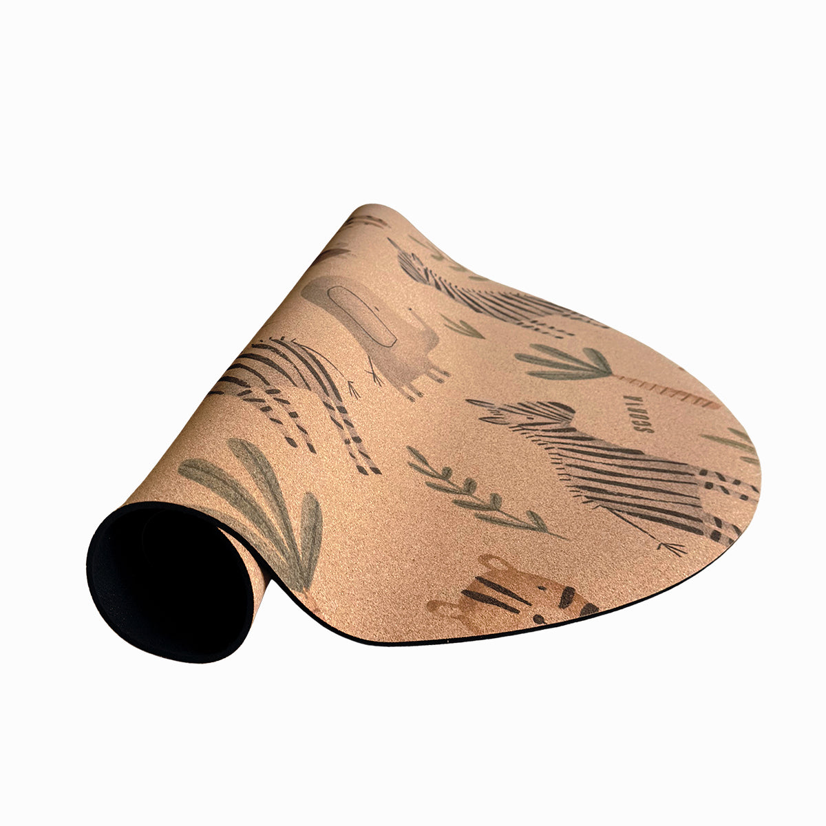 Jungle Adventure Round Baby Mat - Cork Yoga Mat | Play & Stretch | 47" dia