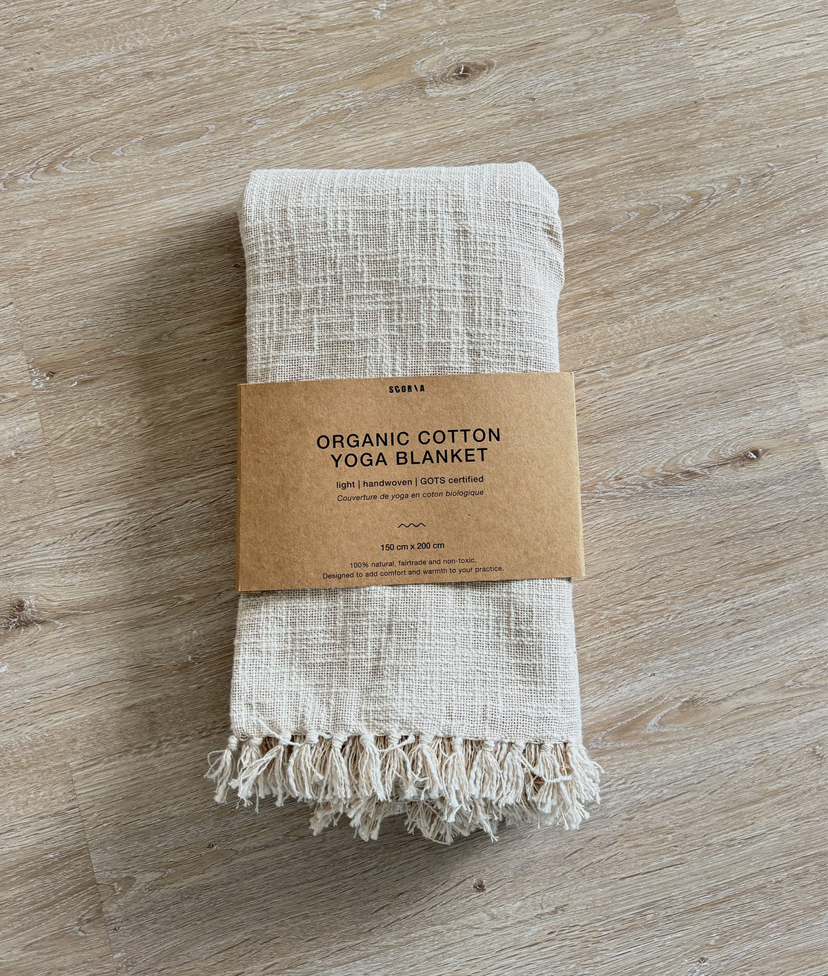 Lightweight Cotton Yoga Blanket with Fringe | GOTS Certified Organic | Eco-Friendly