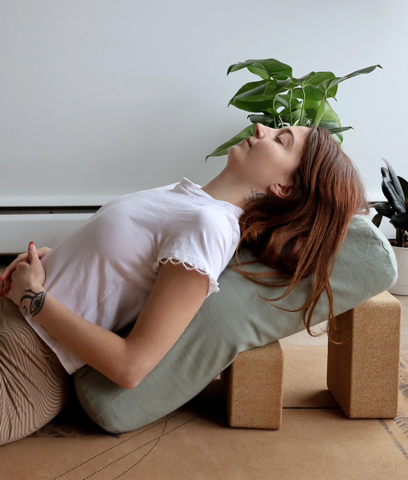 Rectangular Yoga Bolster | Natural & Organic | Sage Green