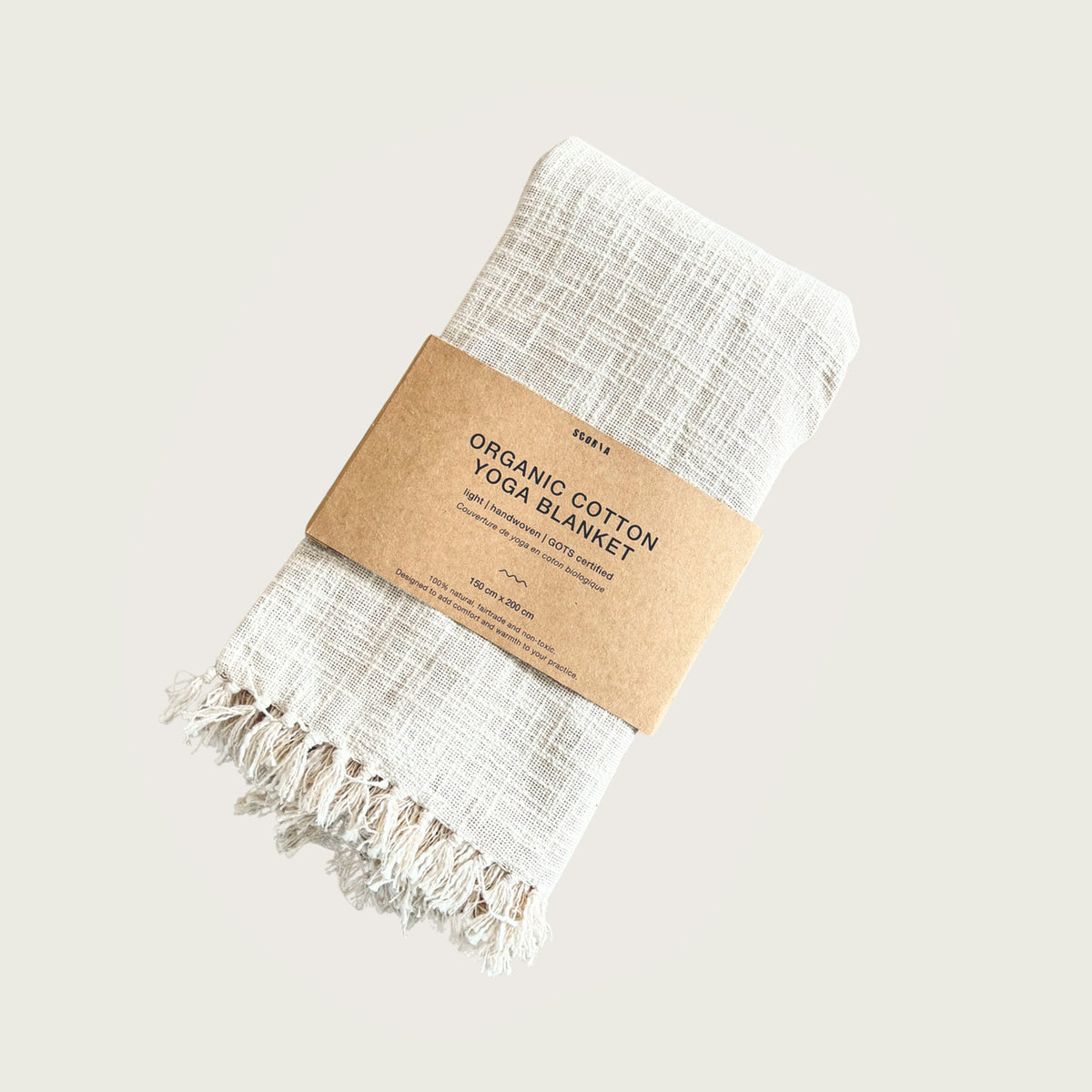 Lightweight Cotton Yoga Blanket with Fringe | GOTS Certified Organic | Eco-Friendly