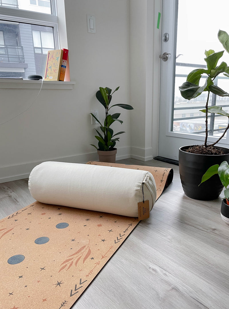 Oval Yoga Bolster 60x30x15cm 100% Organic Cotton Fabric Cotton Yoga Pillow.  Iyengar Yoga Bolster. Cotton Meditation Cushion -  Ireland