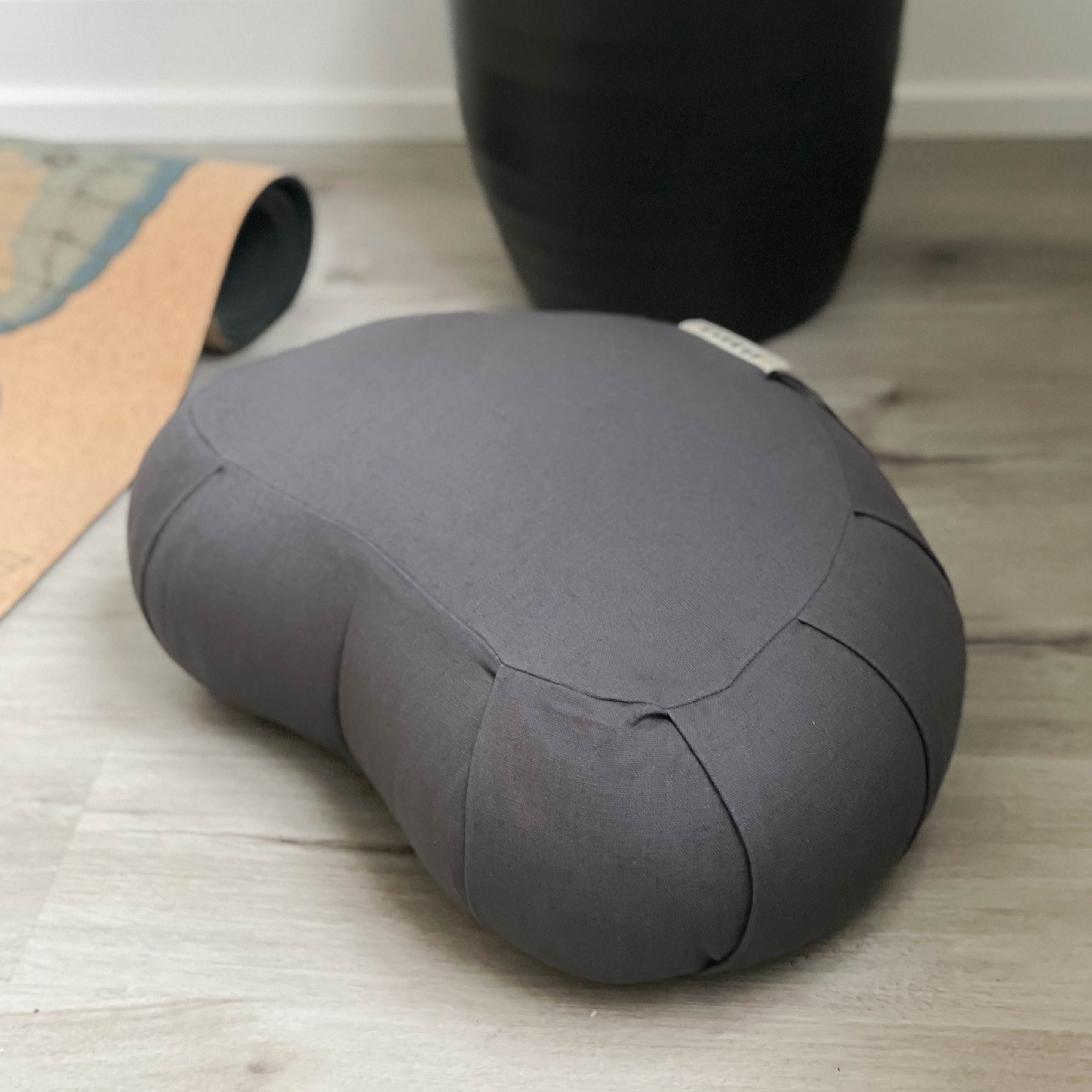Scoria Crescent Natural Meditation Cushion Shadow Grey