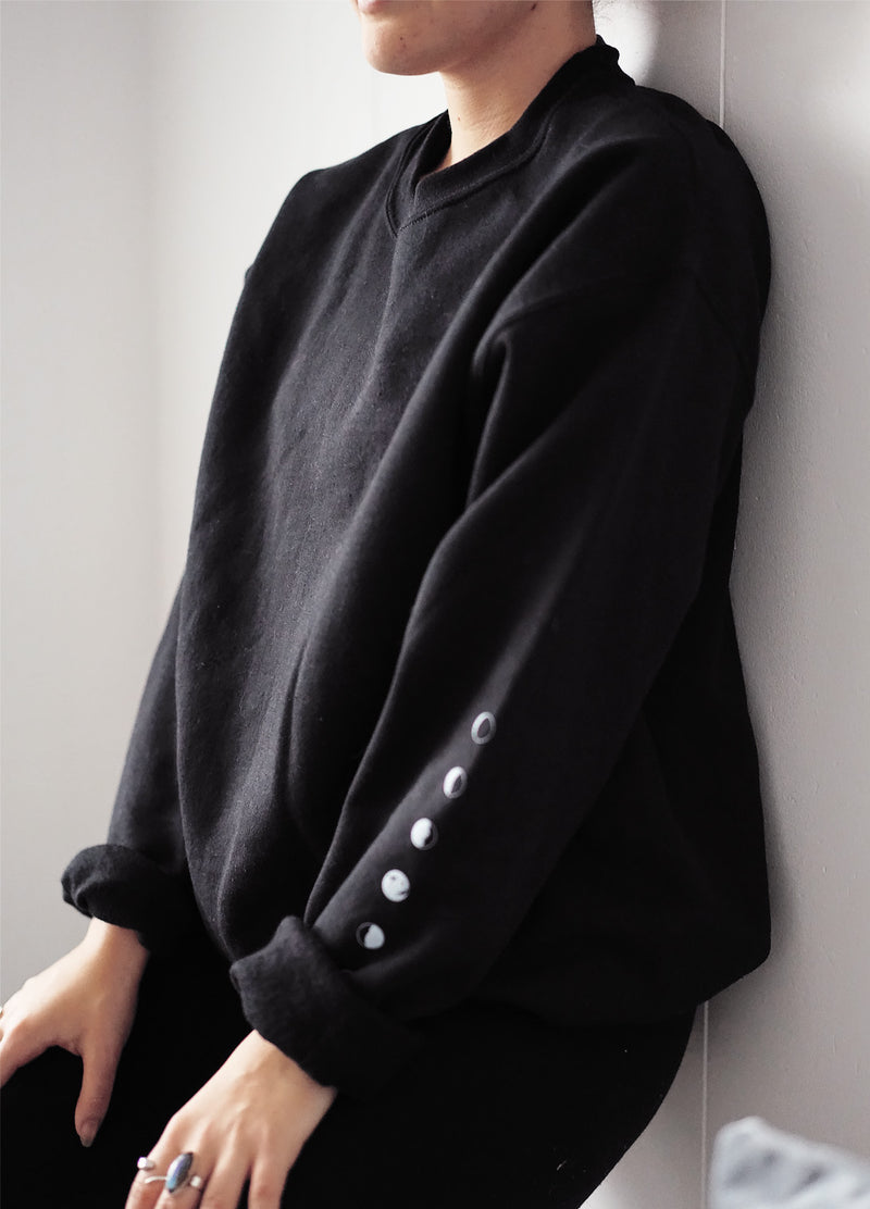 Moon Phases Black Sweatshirt - Scoria