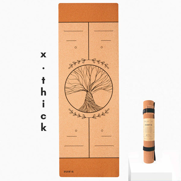X-Thick Tree of Life Alignment Cork Yoga Mat | 6MM
